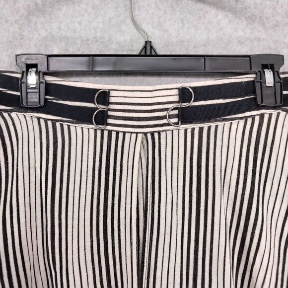 Free People Shorts Womens Size 2 Linen Blend Flowy Black White Striped Zip Back - Picture 2 of 10